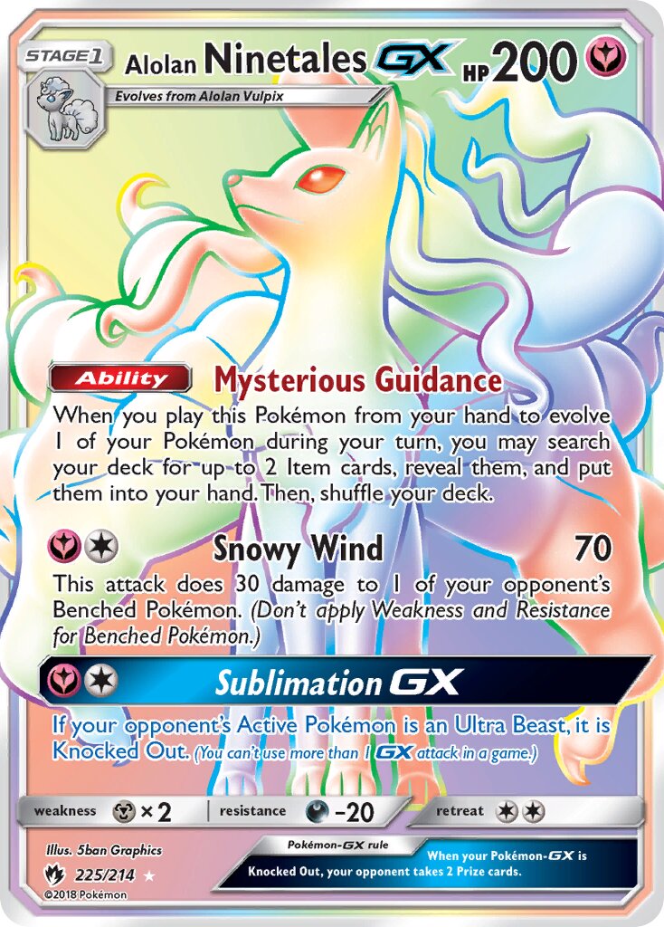 Alolan Ninetales-GX 225/214 — Lost Thunder (English Pokémon TCG card)
