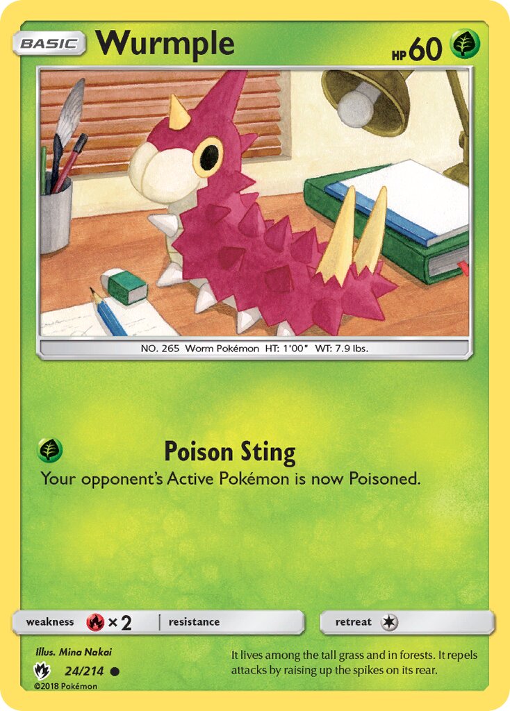 Wurmple 024/214 — Lost Thunder (English Pokémon TCG card)