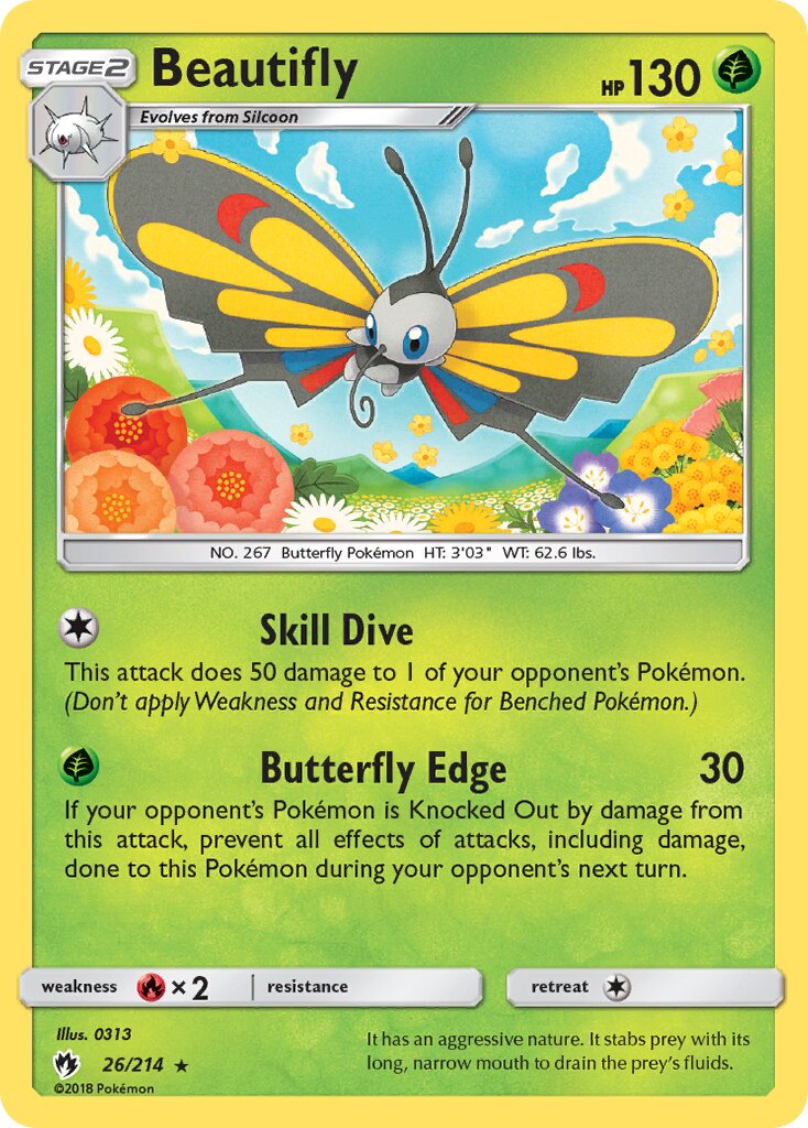 Beautifly 026/214 — Lost Thunder (English Pokémon TCG card)