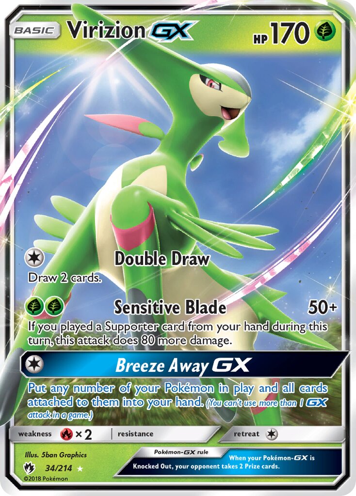 Virizion-GX 034/214 — Lost Thunder (English Pokémon TCG card)