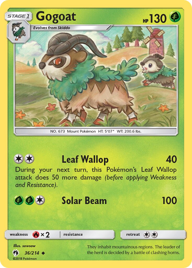 Gogoat 036/214 — Lost Thunder (English Pokémon TCG card)