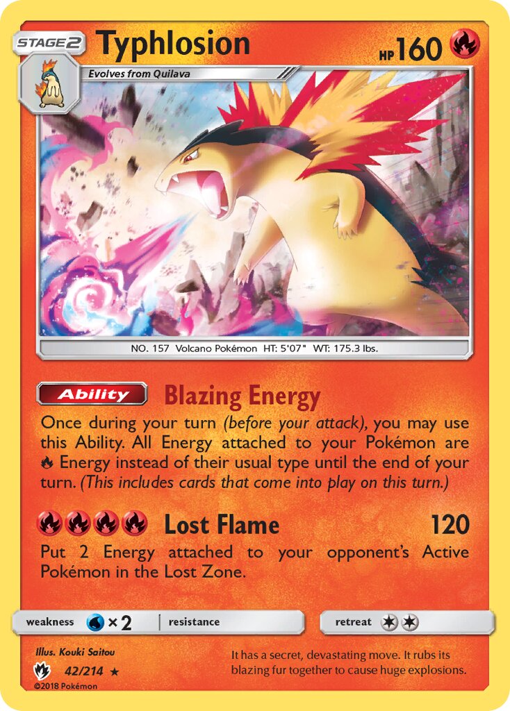 Typhlosion 042/214 — Lost Thunder (English Pokémon TCG card)