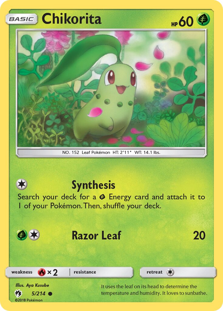 Chikorita 005/214 — Lost Thunder (English Pokémon TCG card)