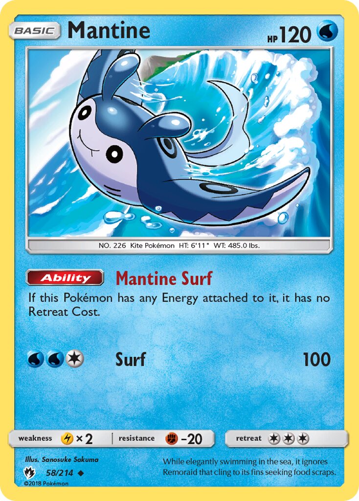 Mantine 058/214 — Lost Thunder (English Pokémon TCG card)
