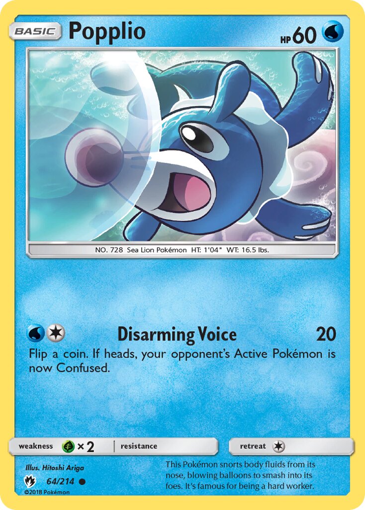 Popplio 064/214 — Lost Thunder (English Pokémon TCG card)