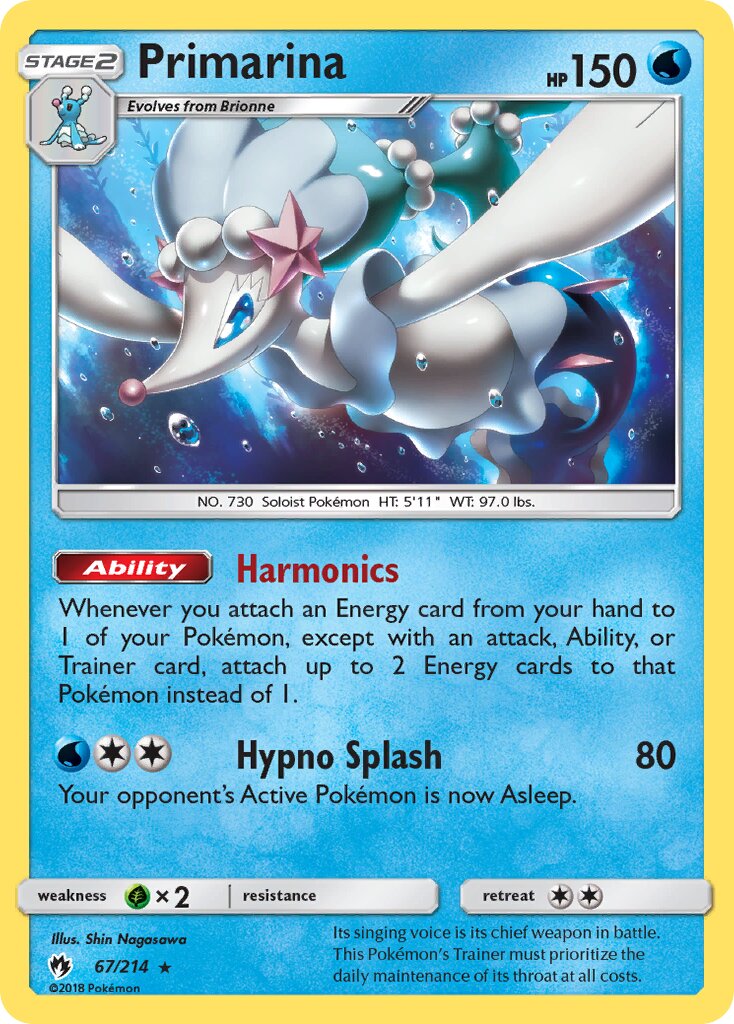 Primarina 067/214 — Lost Thunder (English Pokémon TCG card)
