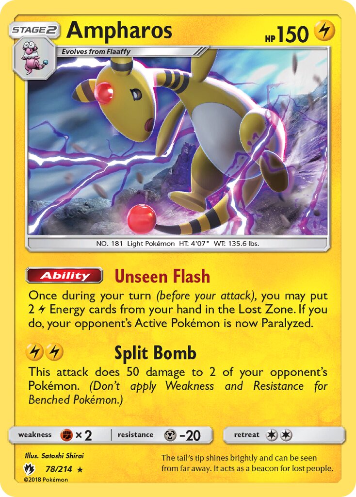 Ampharos 078/214 — Lost Thunder (English Pokémon TCG card)