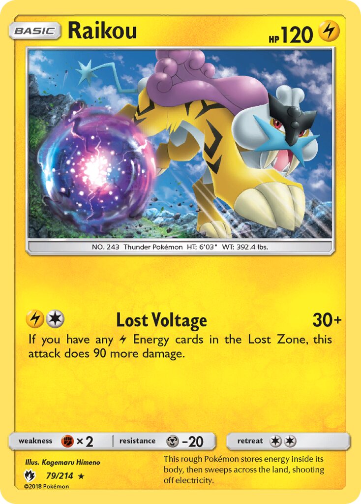 Raikou 079/214 — Lost Thunder (English Pokémon TCG card)