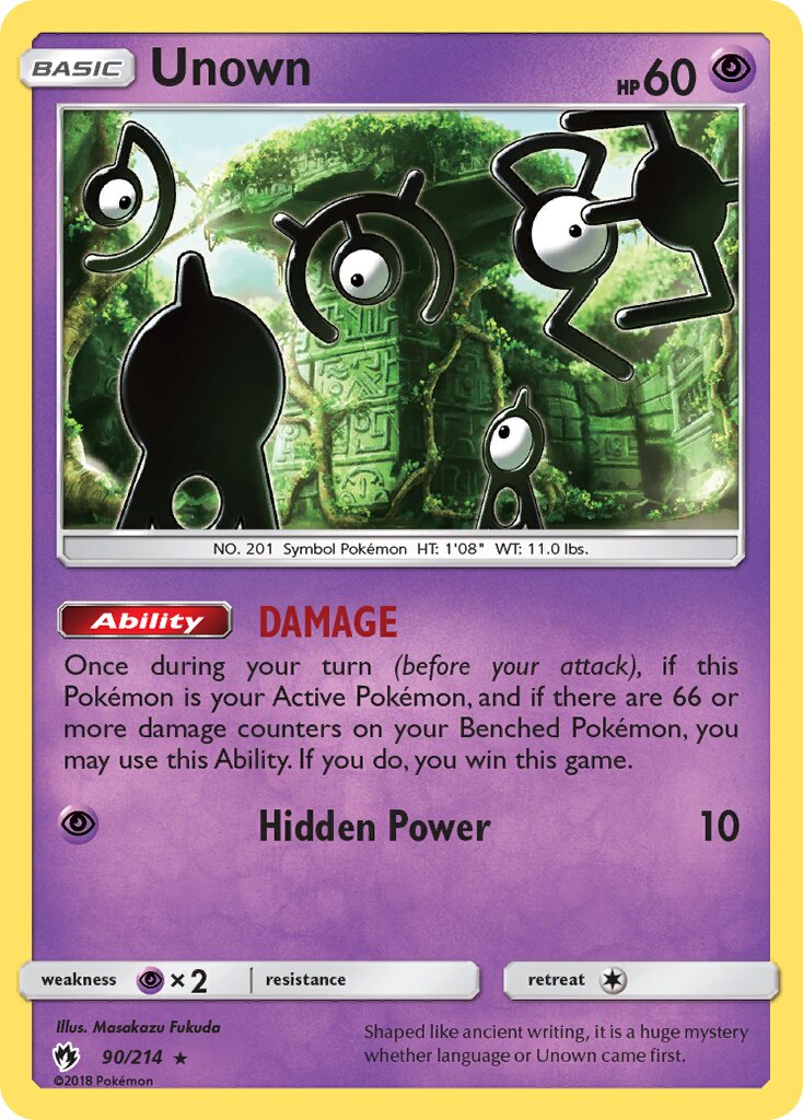 Unown 090/214 — Lost Thunder (English Pokémon TCG card)