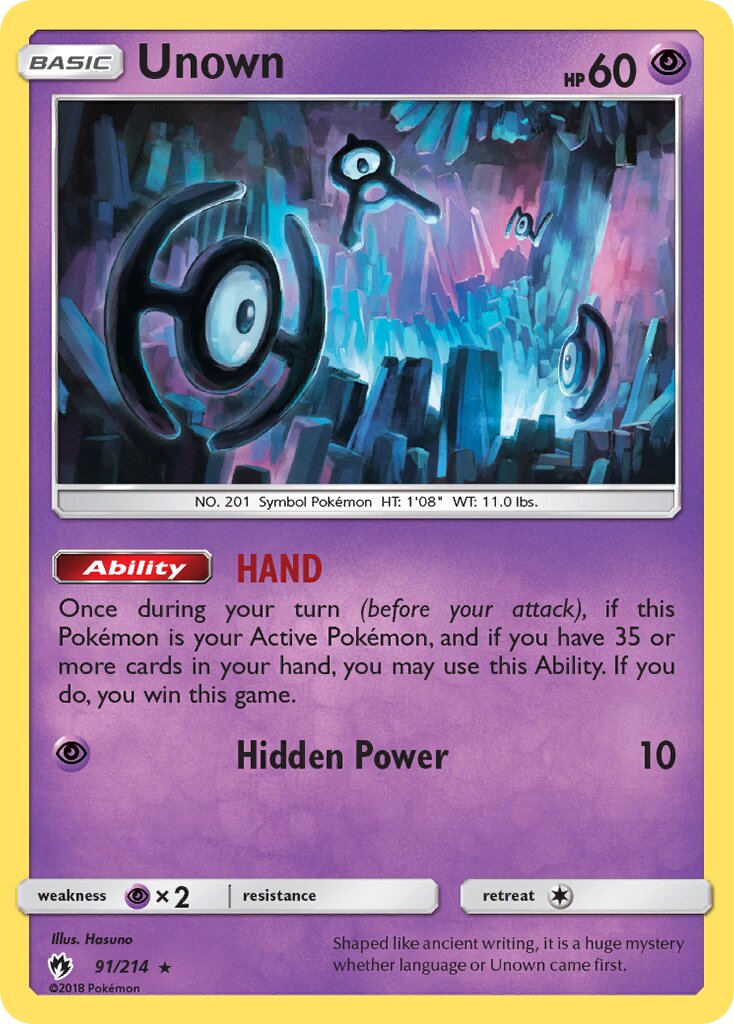 Unown 091/214 — Lost Thunder (English Pokémon TCG card)