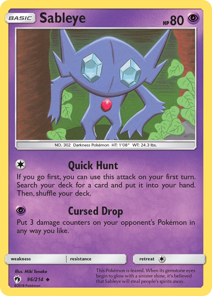 Sableye 096/214 — Lost Thunder (English Pokémon TCG card)