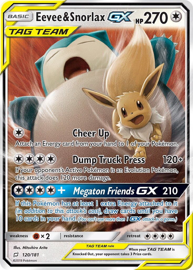 Eevee & Snorlax-GX 120/181 — Team Up (English Pokémon TCG card)