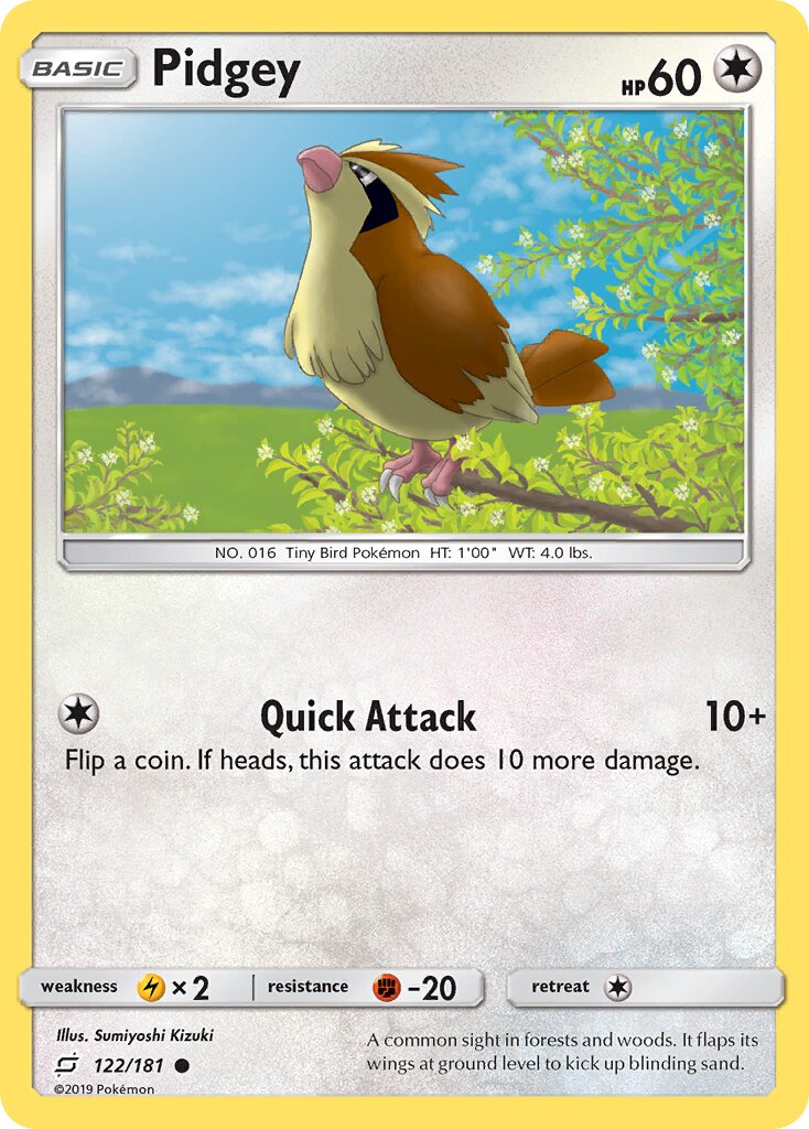 Pidgey 122/181 — Team Up (English Pokémon TCG card)