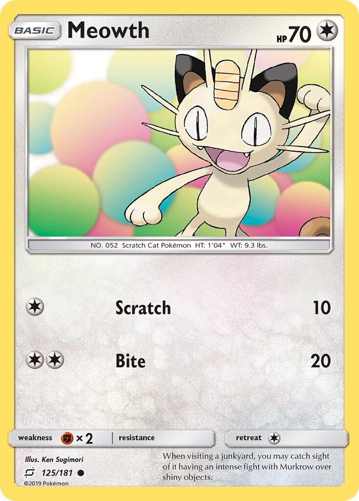 Meowth 125/181 — Team Up (English Pokémon TCG card)