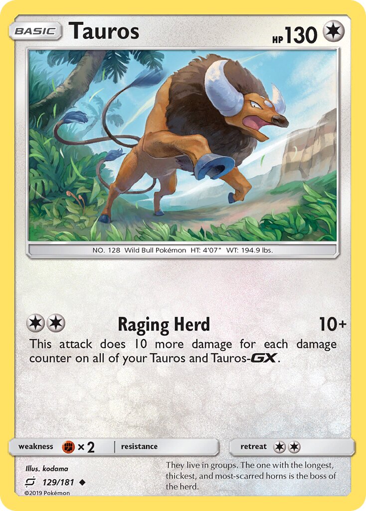 Tauros 129/181 — Team Up (English Pokémon TCG card)