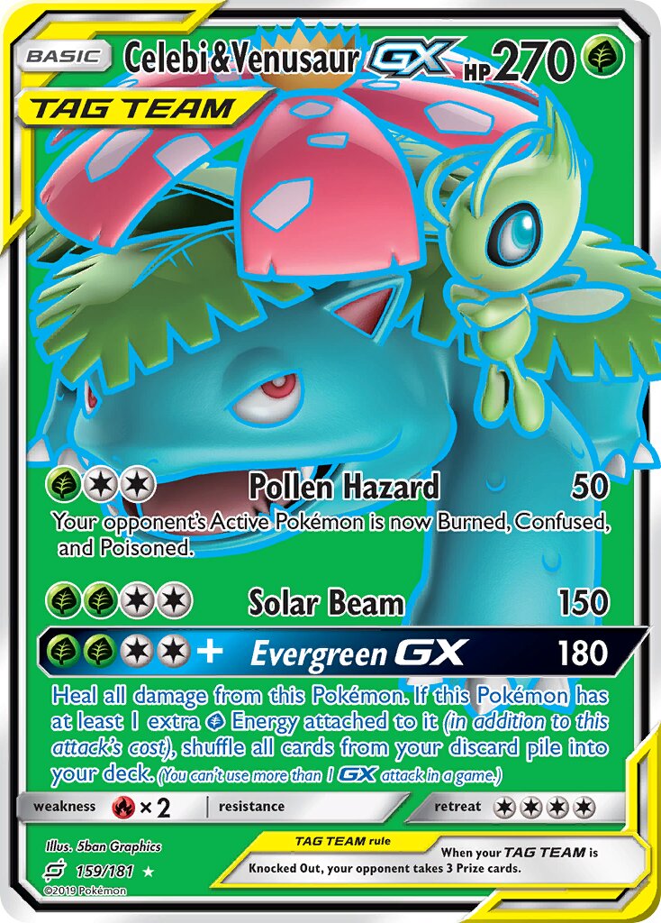 Celebi & Venusaur-GX 159/181 — Team Up (English Pokémon TCG card)