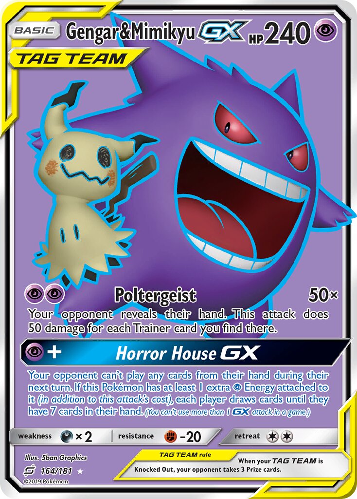 Gengar & Mimikyu-GX 164/181 — Team Up (English Pokémon TCG card)