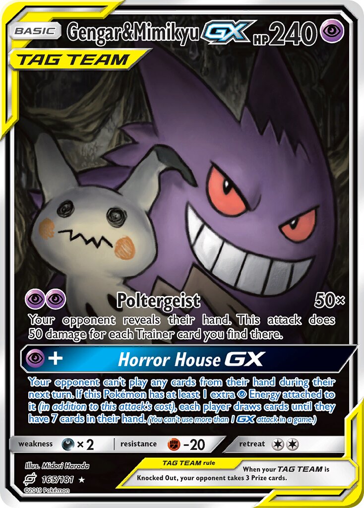 Gengar & Mimikyu-GX 165/181 — Team Up (English Pokémon TCG card)