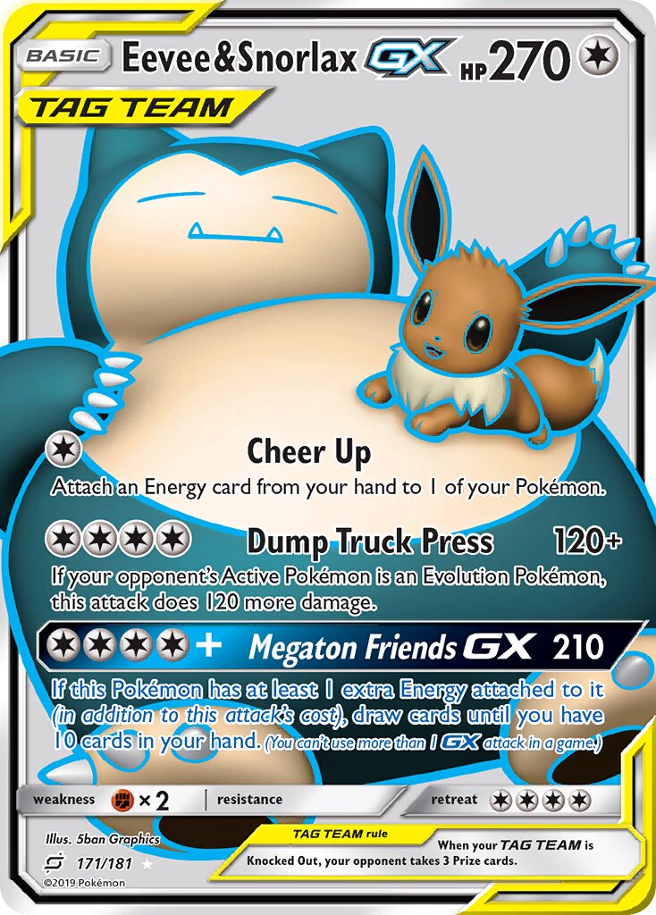 Eevee & Snorlax-GX 171/181 — Team Up (English Pokémon TCG card)