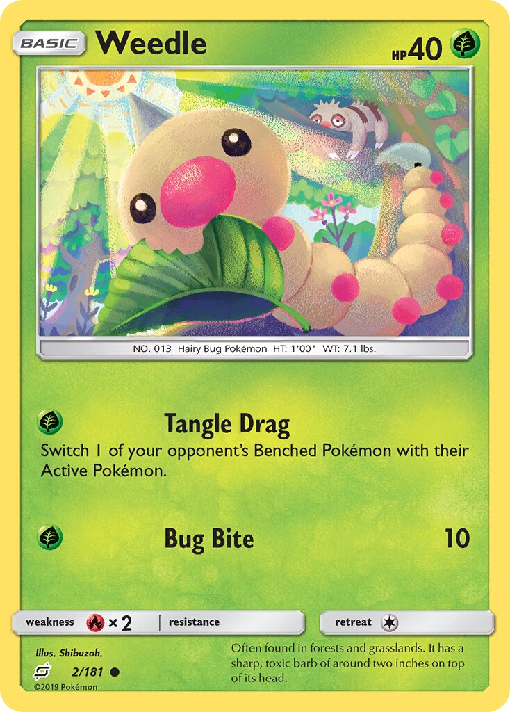 Weedle 002/181 — Team Up (English Pokémon TCG card)