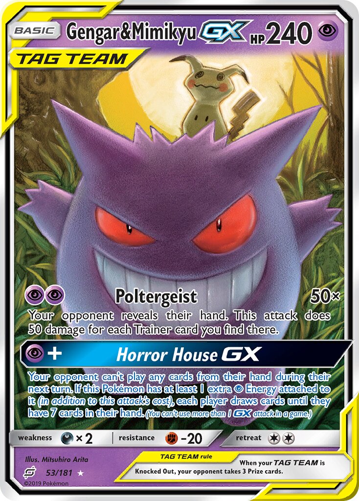 Gengar & Mimikyu-GX 053/181 — Team Up (English Pokémon TCG card)