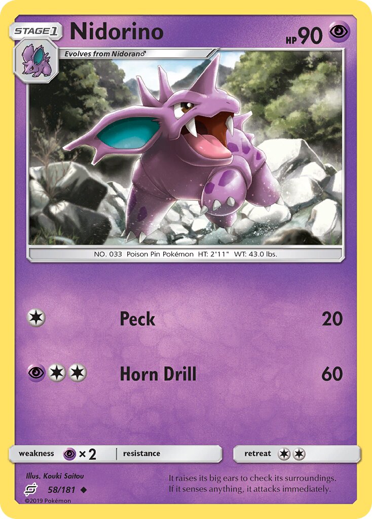 Nidorino 058/181 — Team Up (English Pokémon TCG card)