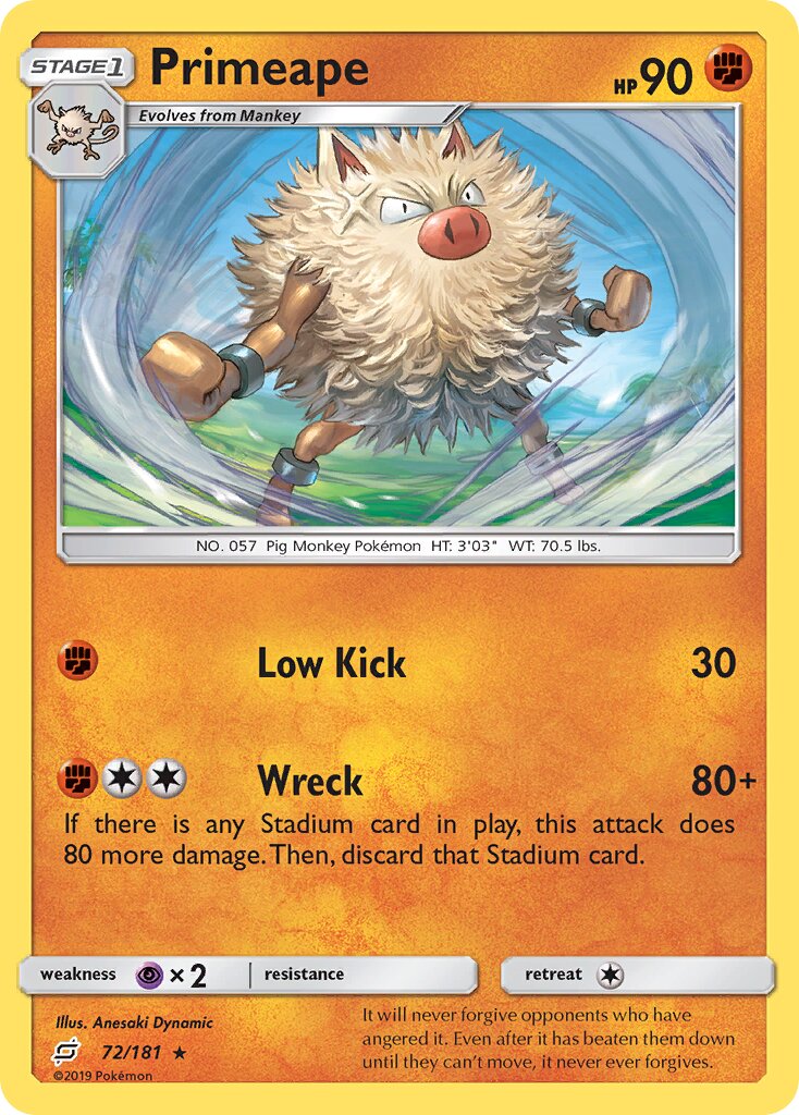 Primeape 072/181 — Team Up (English Pokémon TCG card)