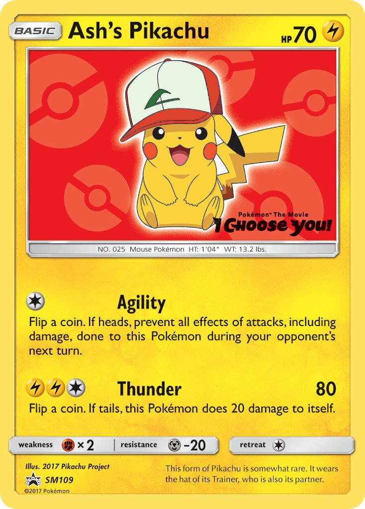 Ash's Pikachu SM109 — Sun & Moon Promos (English Pokémon TCG card)