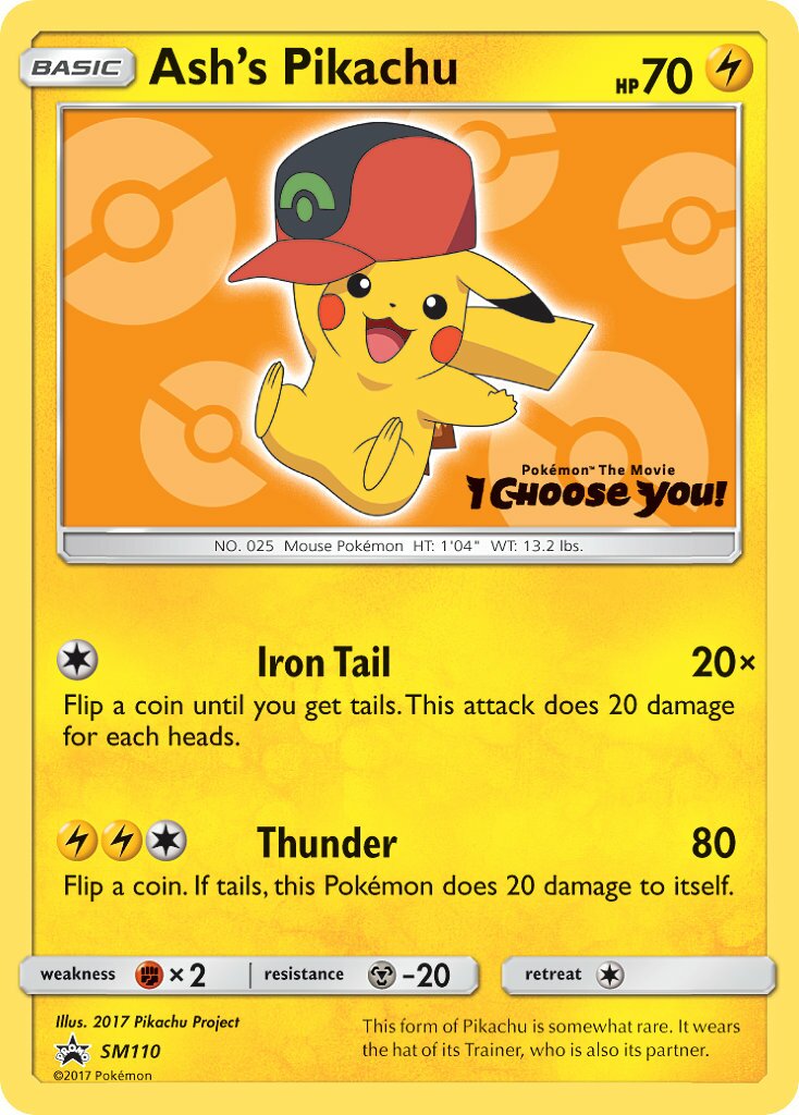 Ash's Pikachu SM110 — Sun & Moon Promos (English Pokémon TCG card)