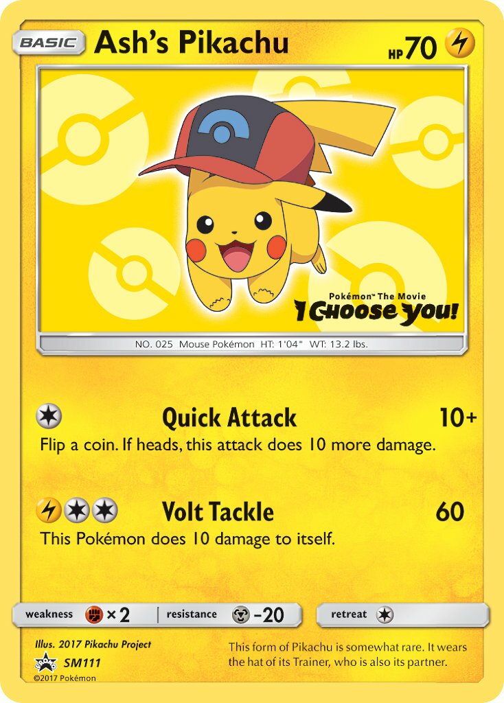 Ash's Pikachu SM111 — Sun & Moon Promos (English Pokémon TCG card)