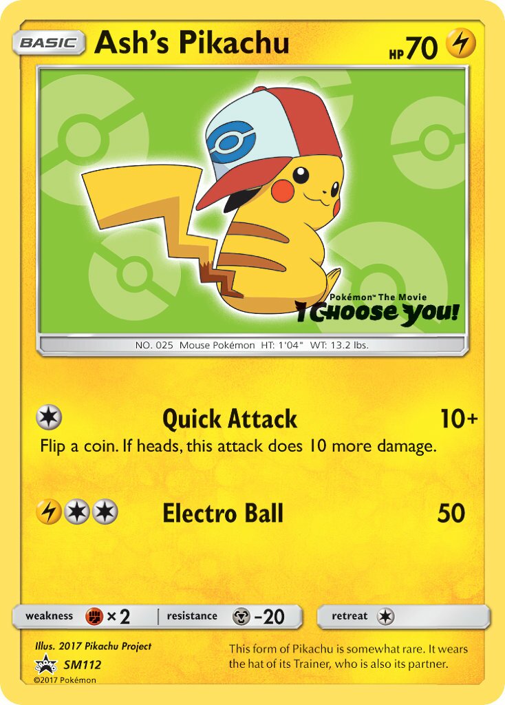 Ash's Pikachu SM112 — Sun & Moon Promos (English Pokémon TCG card)