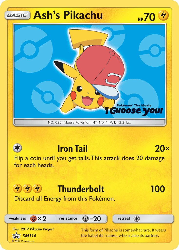 Ash's Pikachu SM114 — Sun & Moon Promos (English Pokémon TCG card)