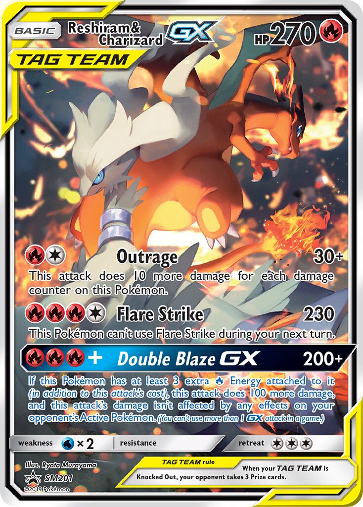 Reshiram & Charizard-GX SM201 — Sun & Moon Promos (English Pokémon TCG card)