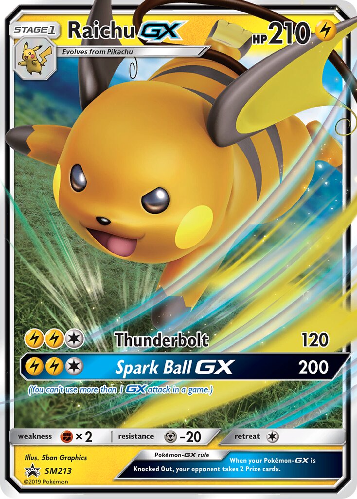 Raichu-GX SM213 — Sun & Moon Promos (English Pokémon TCG card)