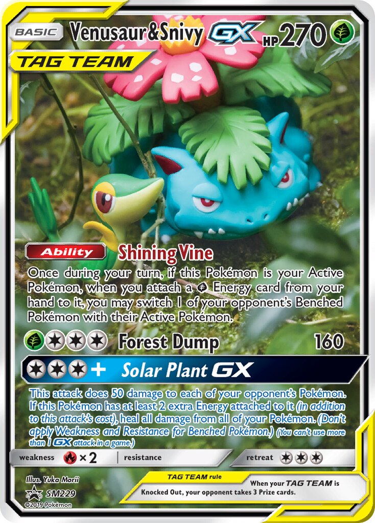 Venusaur & Snivy-GX SM229 — Sun & Moon Promos (English Pokémon TCG card)
