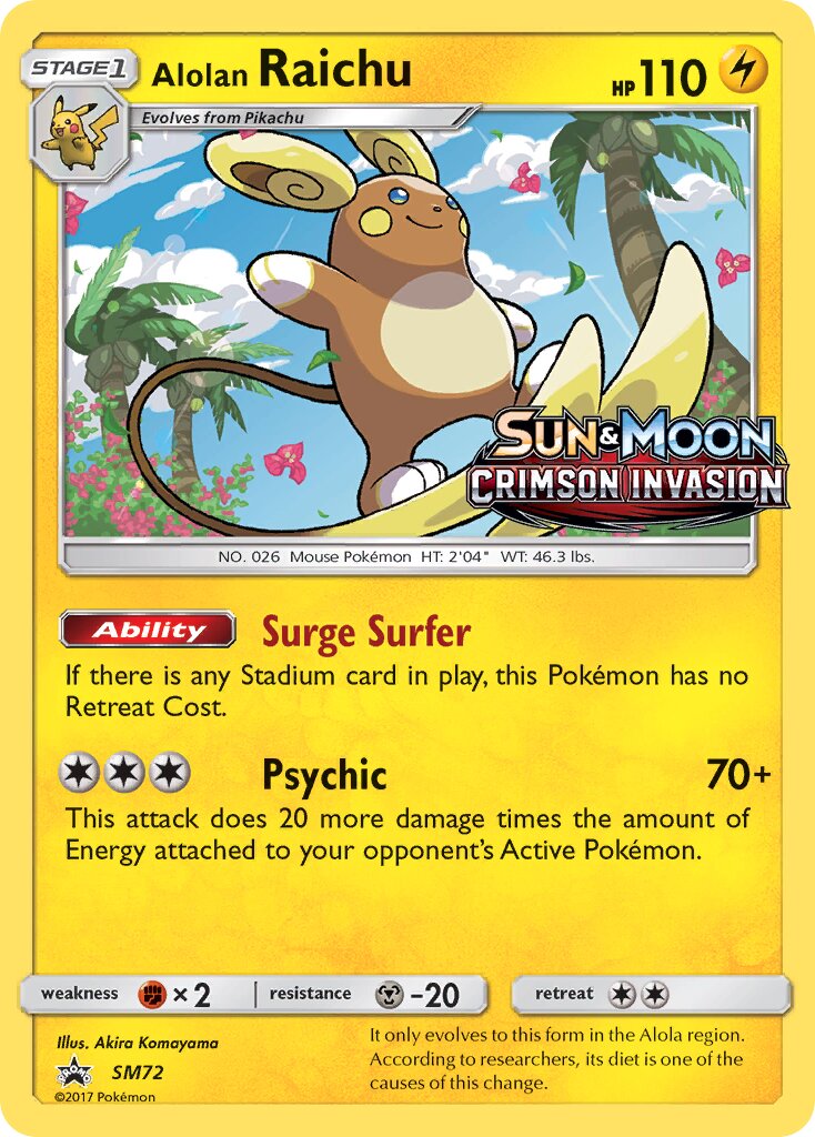 Alolan Raichu SM72 — Sun & Moon Promos (English Pokémon TCG card)