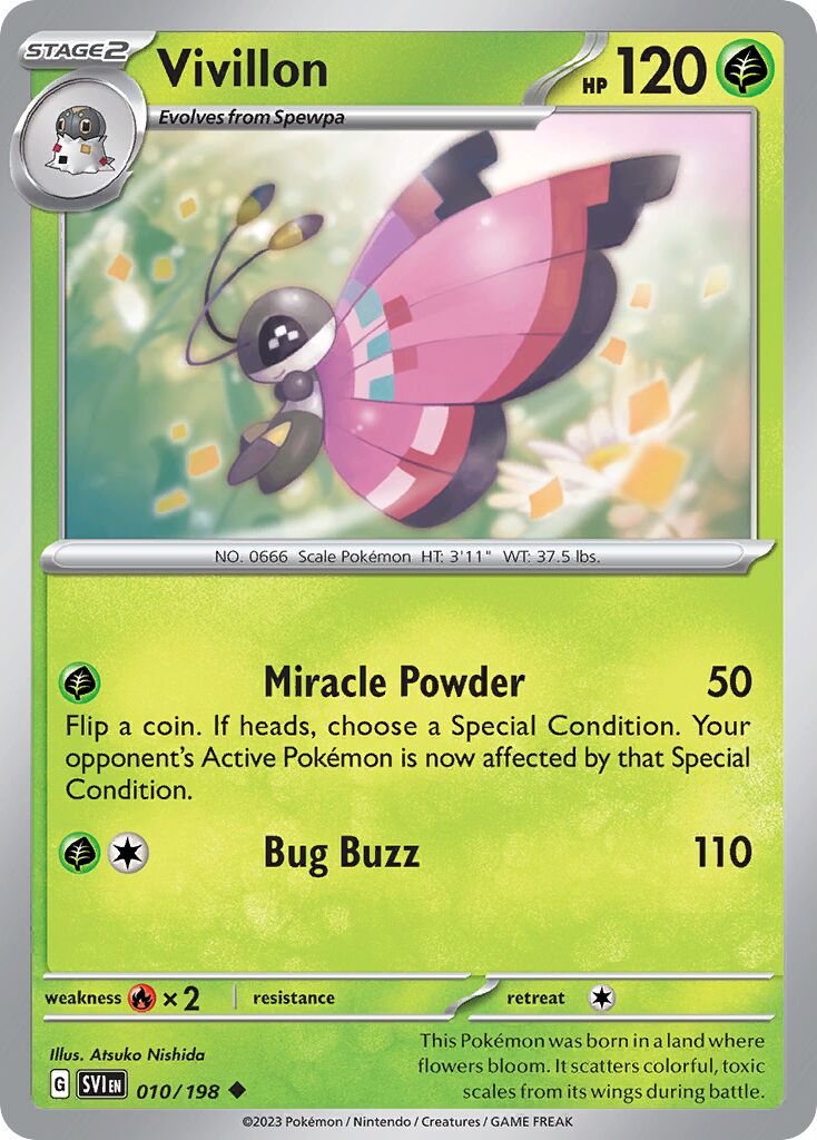 Vivillon 010/198 — Scarlet & Violet (English Pokémon TCG card)