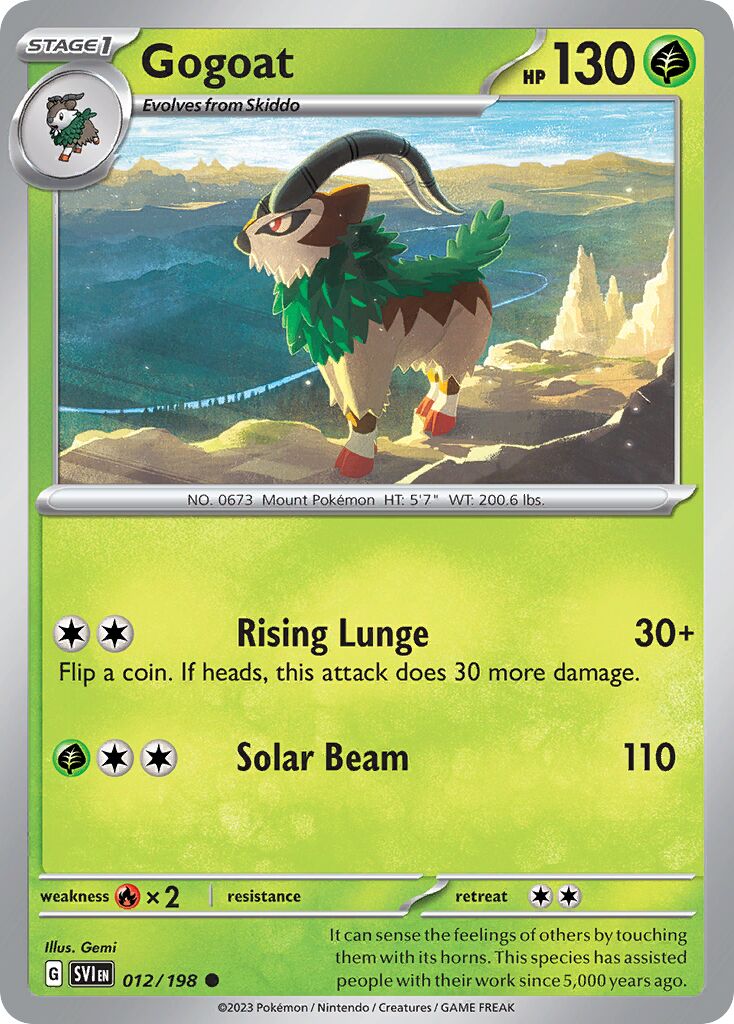 Gogoat 012/198 — Scarlet & Violet (English Pokémon TCG card)
