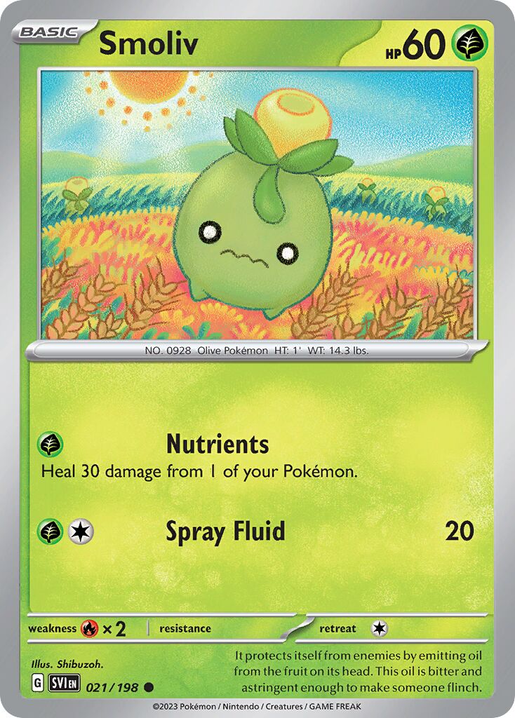 Smoliv 021/198 — Scarlet & Violet (English Pokémon TCG card)