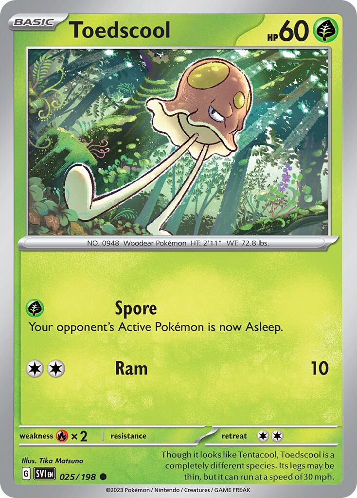 Toedscool 025/198 — Scarlet & Violet (English Pokémon TCG card)