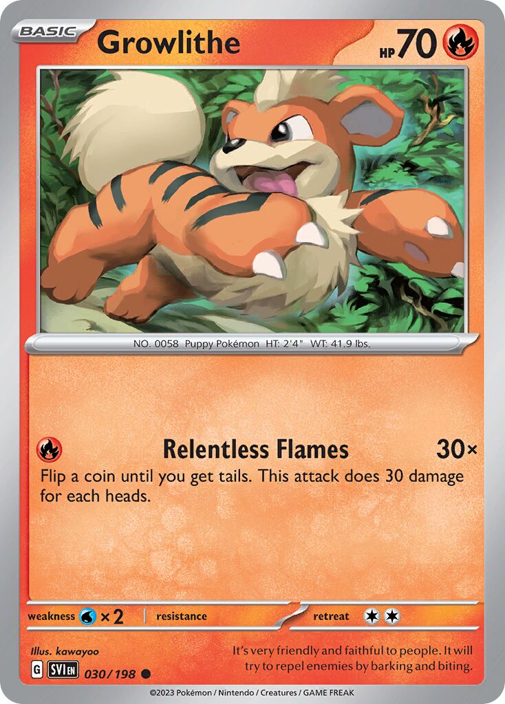 Growlithe 030/198 — Scarlet & Violet (English Pokémon TCG card)