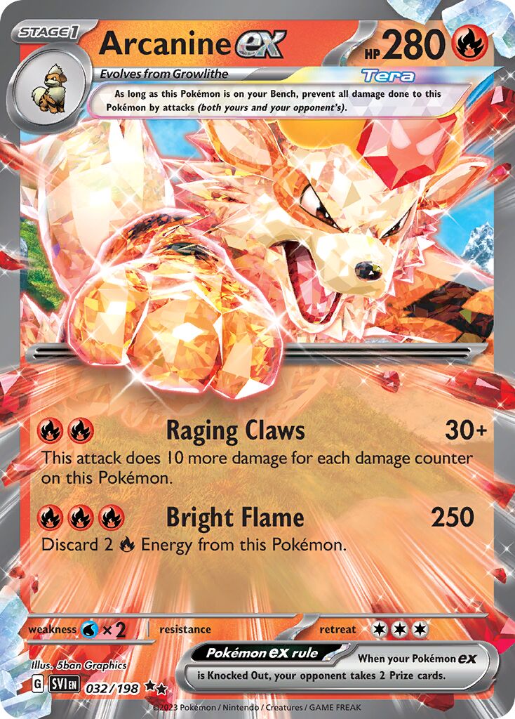 Arcanine ex 032/198 — Scarlet & Violet (English Pokémon TCG card)