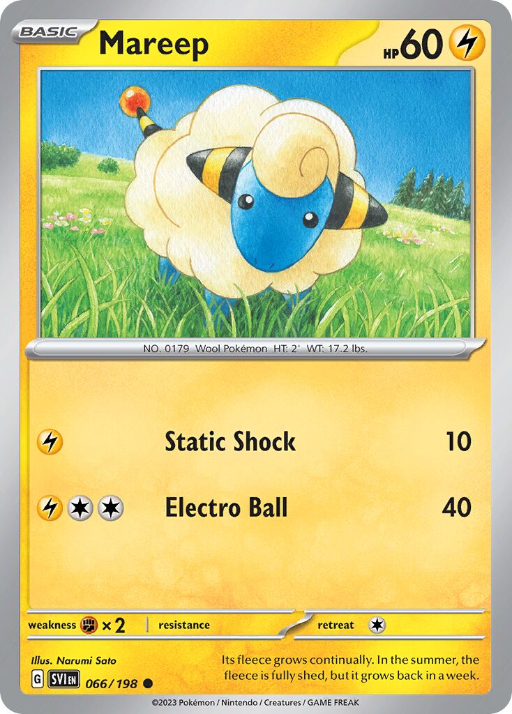 Mareep 066/198 — Scarlet & Violet (English Pokémon TCG card)