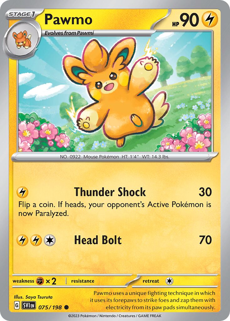 Pawmo 075/198 — Scarlet & Violet (English Pokémon TCG card)