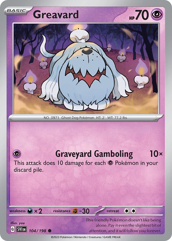 Greavard 104/198 — Scarlet & Violet (English Pokémon TCG card)