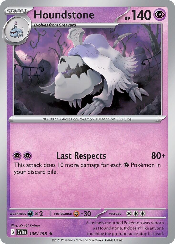 Houndstone 106/198 — Scarlet & Violet (English Pokémon TCG card)