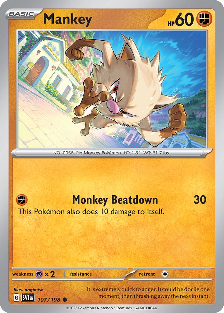 Mankey 107/198 — Scarlet & Violet (English Pokémon TCG card)