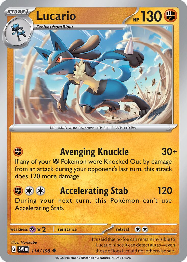Lucario 114/198 — Scarlet & Violet (English Pokémon TCG card)