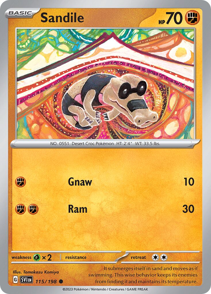 Sandile 115/198 — Scarlet & Violet (English Pokémon TCG card)