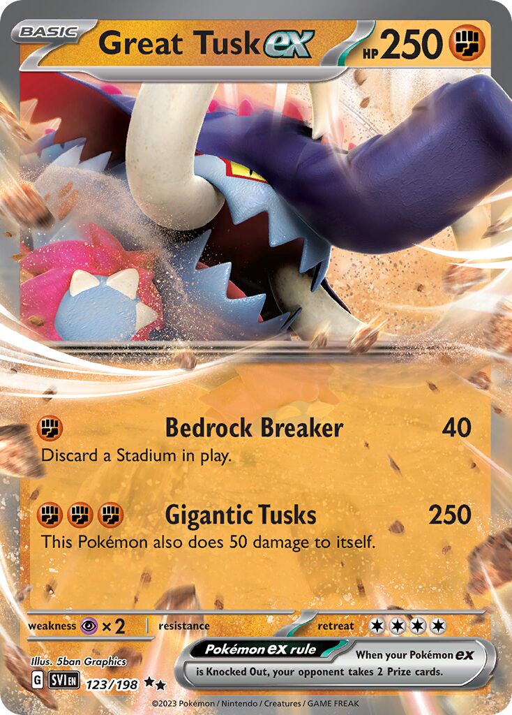 Great Tusk ex 123/198 — Scarlet & Violet (English Pokémon TCG card)